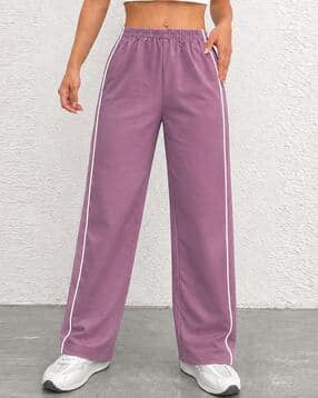 paralians Women Mid-Rise Wide Track Pants with Elasticated Drawstring Waist -picture-18