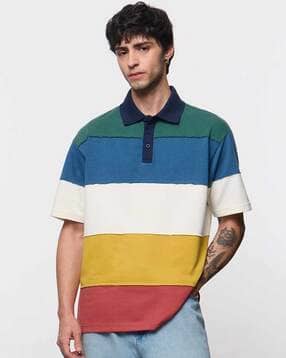 the souled store Oversized Polo Rainbow|The Souled Store  - Men Colourblock Regular Fit Polo T-Shirt-picture-14