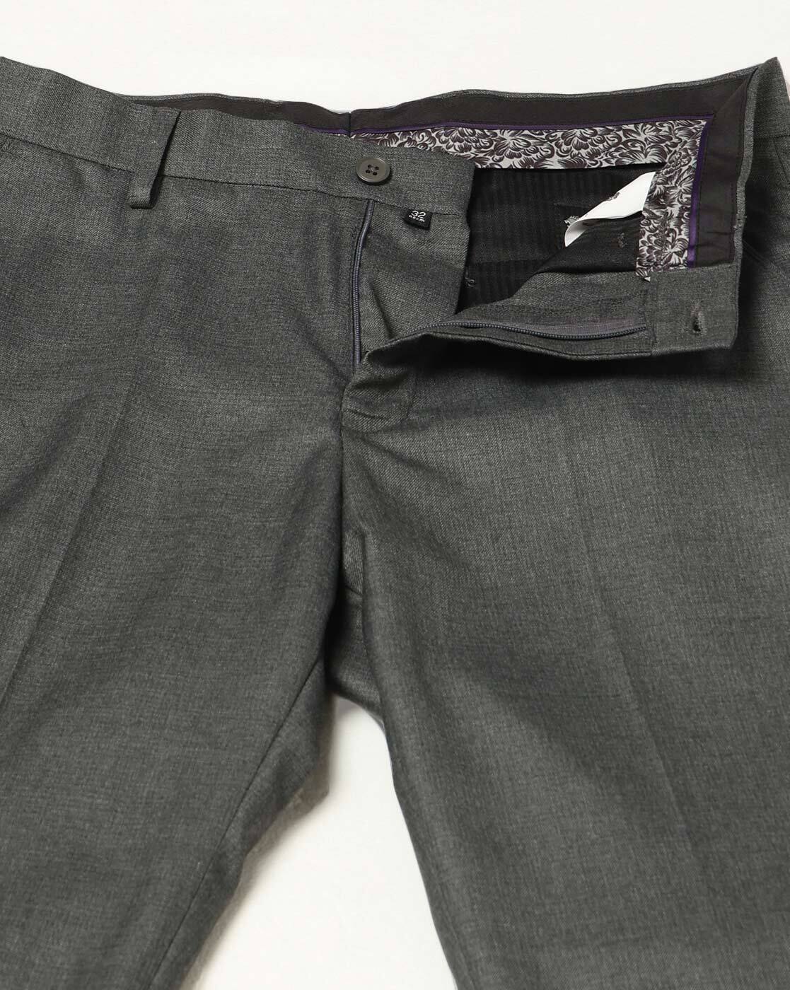 Men Slim Fit Flat-Front Trousers