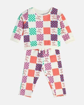 mini klub Unisex Checked Top & Bottom Set-picture-34