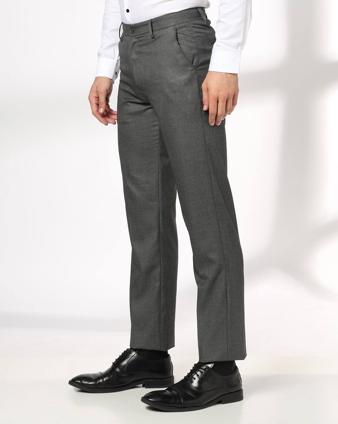 Men Slim Fit Flat-Front Trousers