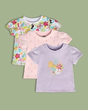 mini klub Girls Pack of 3 Printed Regular Fit Tops-picture-23