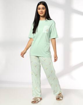 rio Women Striped Round-Neck T-Shirt & Pyjamas Sets-picture-16