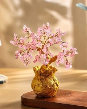 habere india Rose Quartz Crystal Tree in Gold Pot-picture-30