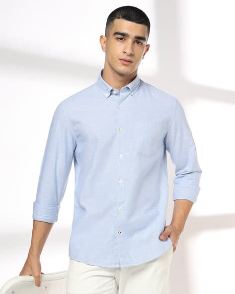 NETPLAY Men Striped Slim Fit Shirt with Patch Pocket