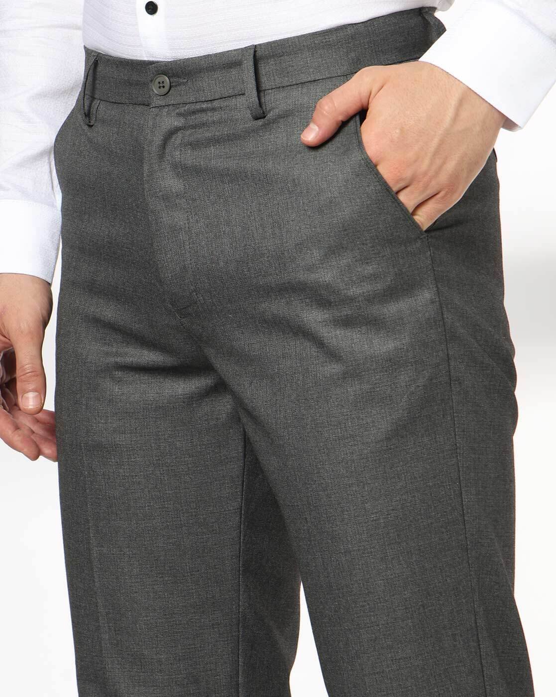Men Slim Fit Flat-Front Trousers