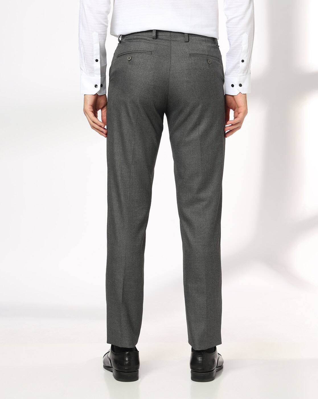 Men Slim Fit Flat-Front Trousers