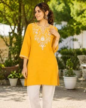 nayam by lakshita Women Embroidered V-Neck Straight Kurti-picture-43