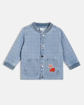 Boys Checked Denim Jacket-image-2