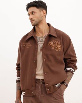 wrogn Men Relaxed Fit Zip-Front Bomber Jacket-picture-37