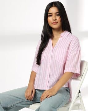 dnmx Women Striped Boxy Shirt-picture-12