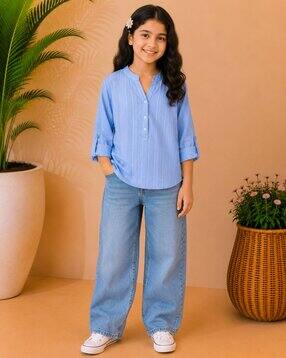 miyo Girls Striped Regular Fit Top-picture-0