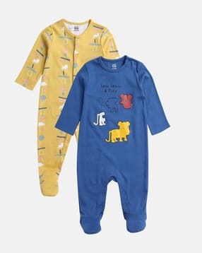 mini klub Unisex Pack of 2 Graphic Print Sleepsuits-picture-32