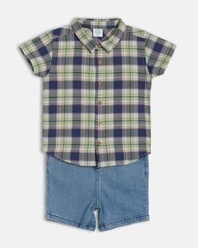 Boys Checked Shirt & Short Set-image-3