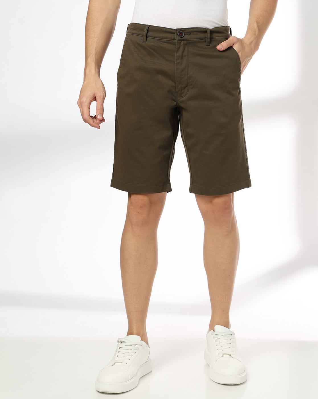 MOCK LINEN SHORTS, OLIVE, 28