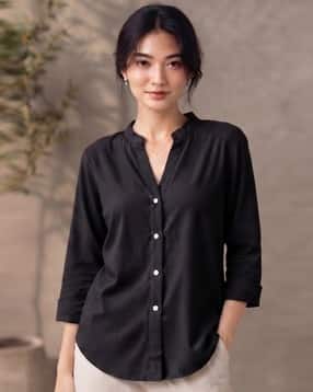 buda jeans co Women Mnadarin-Collar Loose Fit Shirt-picture-21