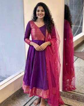runaya nx Women Striped Anarkali Kurta with Dupatta-picture-12
