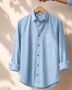 Men Regular Fit Shirt with Patch Pocket-image-19
