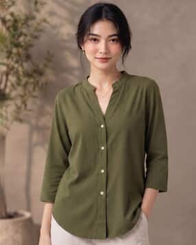 buda jeans co Women Mandarin-Collar Loose Fit Shirt-picture-11