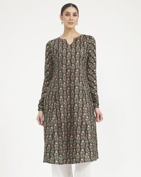 fiorra Women Floral Print Flared Kurta-picture-6