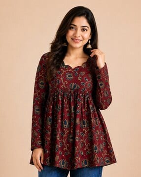 Women Floral Print Tailored Fit Tunic-image-49