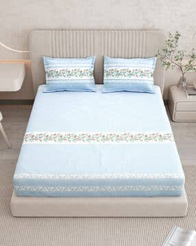 indras Striped King-Size Bedsheet with Pillow Covers-picture-42