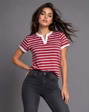 oyeebro Women Relaxed Fit Striped T-Shirt-picture-13