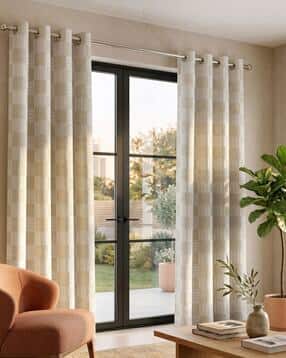 Set of 2 Checked Cotton Long Door Curtains-image-37