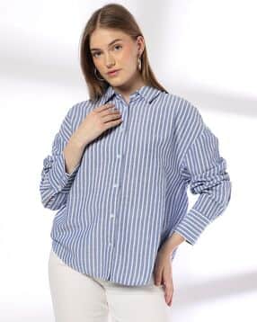dnmx Women Regular Placket Striped Classic Shirt-picture-41