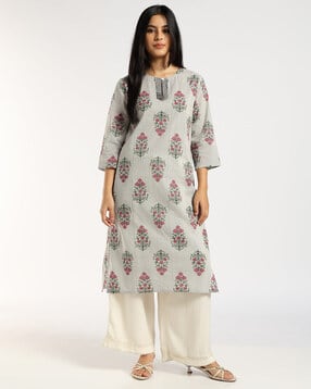 svrnaa by azorte Floral Straight Kurta-picture-29