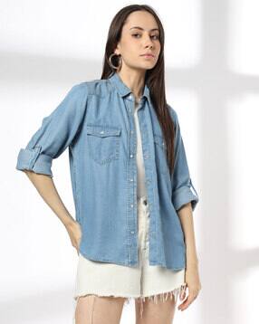 dnmx Women Relaxed Fit Denim Shirt-picture-44