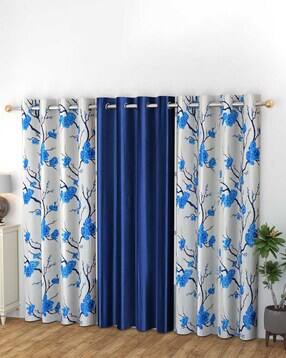 yukany Set of 3 Floral Print Window Curtains with Eyelets-picture-14