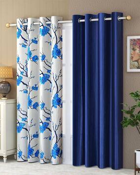 yukany Pack of 2 Floral Print Door Curtain Eyelets Header  - 121.92 cm x 274.32 cm-picture-4