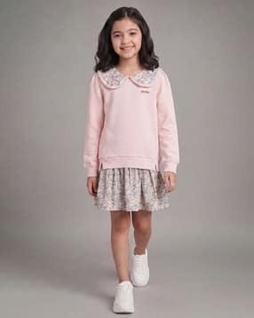 Girls Floral Print Round-Neck Top with Full Sleeves-image-40