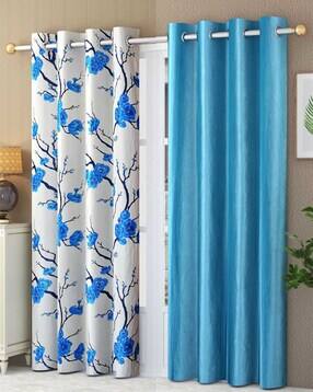 Pack of 2 Floral Print Door Curtain Eyelets Header  - 121.92 cm x 243.84 cm-image-41