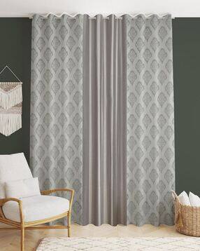Pack of 3 Floral Print Door Curtain with Eyelets Header - 121.92 cm x 213.36 cm-image-45