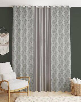yukany Pack of 3 Floral Print Door Curtain with Eyelets Header - 121.92 cm x 274.32 cm-picture-35
