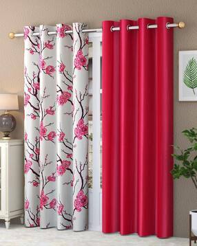 yukany Pack of 2 Floral Print Door Curtain Eyelets Header  - 121.92 cm x 274.32 cm-picture-48