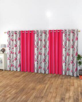 Set of 5 Floral Print Door Curtains with Eyelets-image-42