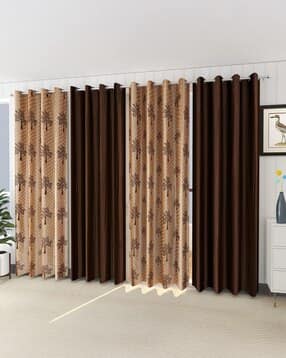 Set of 4 Leaf Print Pieces Window Curtain with Eyelets Header-image-43