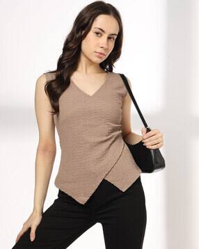 Women Crinkled Regular Fit Wrap Top-image-18