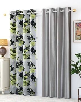 Pack of 2 Floral Print Door Curtain Eyelets Header  - 121.92 cm x 243.84 cm-image-37