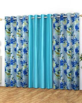 yukany Pack of 3 Floral Print Door Curtain Eyelets Header  - 121.92 cm x 274.32 cm-picture-6