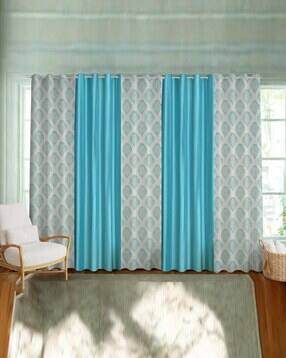 Pack of 5 Floral Print Window Curtain with Eyelets Header - 121.92 cm x 152.4 cm-image-23