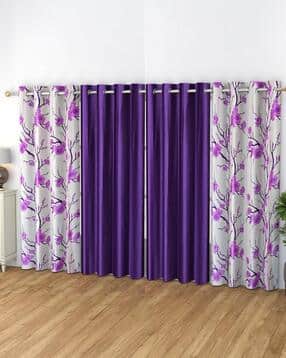 Pack of 4 Floral Print Door Curtain Eyelets Header  - 121.92 cm x 274.32 cm-image-47