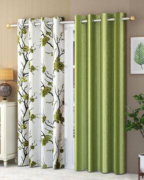 Pack of 2 Floral Print Door Curtain Eyelets Header  - 121.92 cm x 243.84 cm-image-32