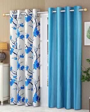 yukany Pack of 2 Floral Print Door Curtain Eyelets Header  - 121.92 cm x 274.32 cm-picture-36