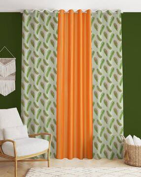 yukany Set of 3 Leaf Print Door Curtains with Eyelets-picture-39