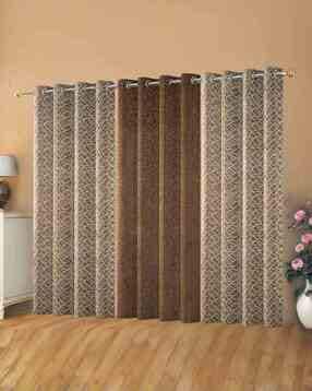 yukany Pack of 3 Geometric Print Door Curtain with Eyelets Header - 121.92 cm x 274.32 cm-picture-36