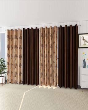 yukany Set of 4 Leaf Print Window Curtain with Eyelets Header-picture-21